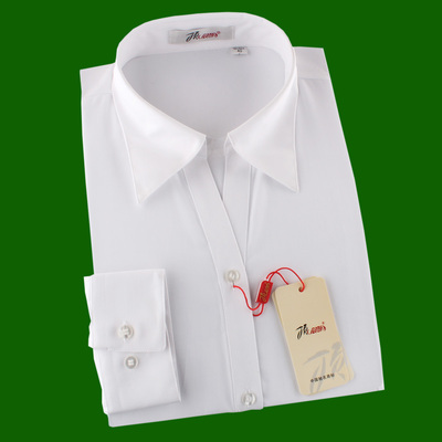 正品顶呱呱V领纯白色长袖 女式修身工作装衬衫 职业衬衣ND2051