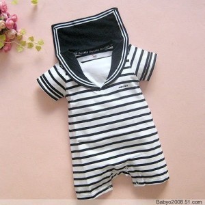婴儿服韩国夏季水手造型哈衣服6-12个月1-2岁3岁男宝宝夏装新款