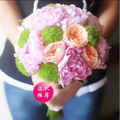 【特价鲜花】“鲜花”速递进口石竹+进口花园玫瑰+进口芍药手捧二