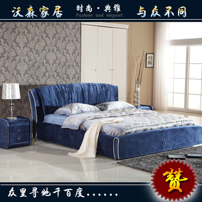 木1.8米广东省植绒简约现代方形软床布床双人床住宅家具布艺床
