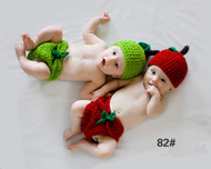 新款手工编织青苹果乐园宝宝帽子双胞胎百天宝宝摄影服装造型