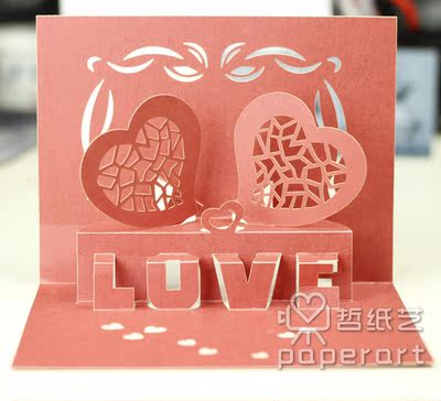 3D立体情人节纸雕模型贺卡 DIY纸手工艺品 剪纸雕刻拼装纸模型