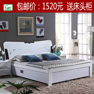 现代简约 板式气压高箱床 成人床双人床1.8 米1.5米简约正品包邮