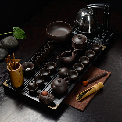 紫砂茶具套装特价陶瓷功夫茶具实木茶盘四合一电磁炉整套茶具茶道