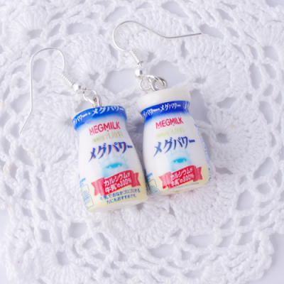 日本原宿软妹可爱少女街拍正版雪印牛奶瓶milk耳环耳夹