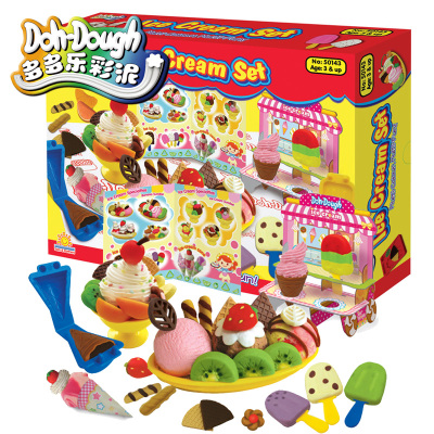 多多乐3D彩泥橡皮泥正品无毒 冰淇淋款儿童彩泥工具模具套装50143