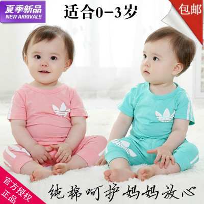 童装男女童夏装套装0-1-2-3岁宝宝男女孩短袖短裤韩版两件套潮
