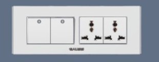 GAUSS高斯白面银框118系列开关 二位开关带二位多功能插座 双控