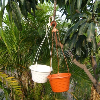 绿萝花盆 吊兰花盆 塑料吊钩花盆 垂吊植物花盆 含挂钩和底托