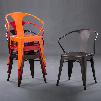 铁艺餐椅休闲椅子欧式靠背扶手椅餐厅奶茶咖啡店椅loft家具铁皮椅