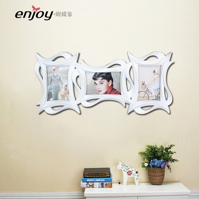 蝴蝶象欧式创意3孔组合相框摆台结婚相框摆件家居饰品个人写真框
