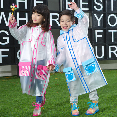 儿童韩版雨衣加厚长款雨披带书包位背包款中小学生防水充气大帽檐