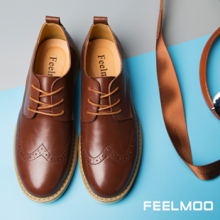 FEELMOO 2015秋季新款时尚布洛克雕花男鞋 英伦男士商务休闲皮鞋