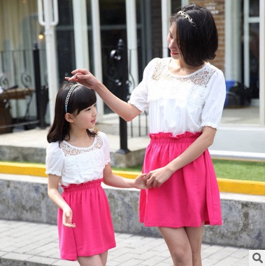 亲子装 夏装母女装 2016新款韩版 夏季亲子连衣裙 背心裙 母女裙
