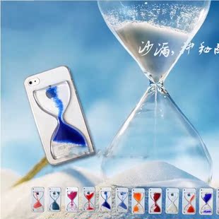 新款iphone5s手机壳 iPhone6 plus透明流沙漏保护套 苹果4s液体壳