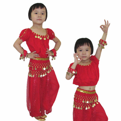 儿童舞蹈服 六一印度舞套装 新款少儿肚皮舞套装 亮点灯笼裤套装