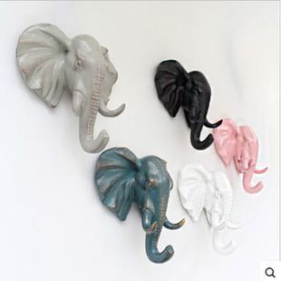 包邮创意欧式动物大象头壁挂家居饰品树脂衣服现代挂钩壁饰墙饰