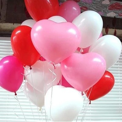 派对婚庆用品婚房装饰布置求婚爱心纯色心形气球加厚足1.8g氦气球