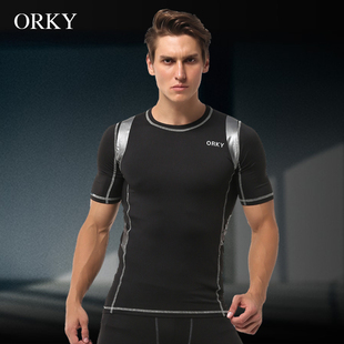 ORKY新款短袖紧身衣男成人弹力足球篮球跑步运动训练健身速干