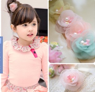 韩版儿童发夹 头饰批发花朵宝宝发卡饰品女童夹子公主边夹 发圈