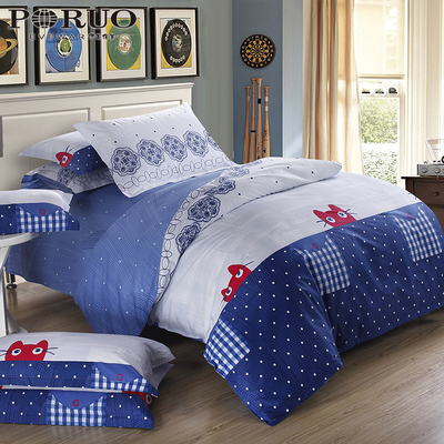 简约纯棉三件套春秋全棉家纺学生宿舍儿童床单被罩床上用品1.2米