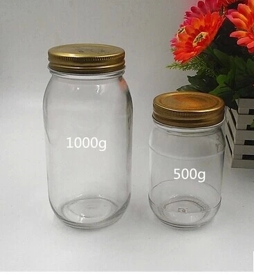 批发500g1000g圆形玻璃瓶蜂蜜瓶罐头瓶圆蜂蜜密封罐酱菜瓶果酱瓶