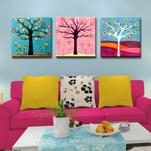 客厅装饰画糖果色发财树无框画现代简约挂画可爱甜蜜卧室墙画壁画