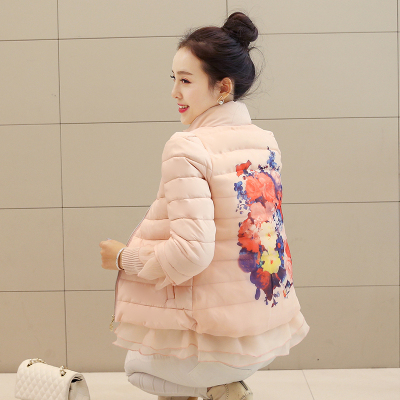 名媛棉衣短款2015冬装新款韩版唯品会女式印花棉服女装小棉袄外套