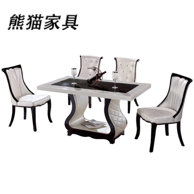 大理石餐桌长桌子饭桌韩式现代小户型时尚餐厅长方形木欧式餐桌椅