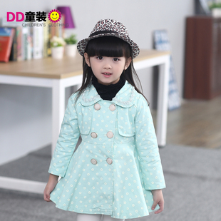 dd童装 韩版 2015新款童装 女童休闲风衣 中小童全棉印花时尚上衣