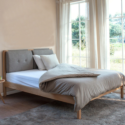 日式纯实木橡木1.5米双人床北欧简约韩式卧室软靠背1.8米双人婚床