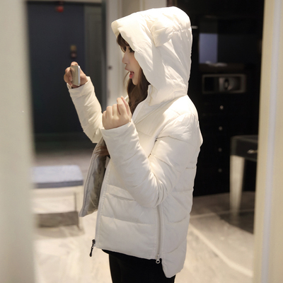 2015新款冬装加厚外套女韩版学生纯色连帽棉衣轻薄气质短款棉服