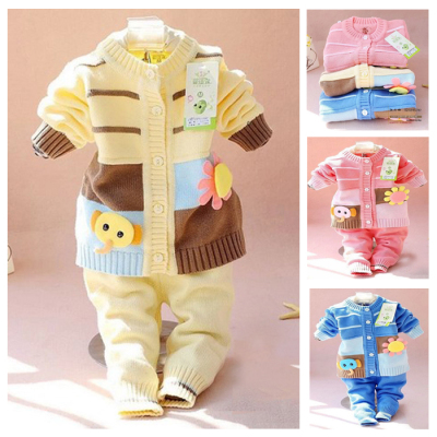 2014童装儿童针织衫全棉宝宝毛衣外套开衫婴儿线衣男女毛衣套装