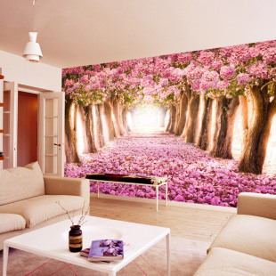 浪漫樱花大型壁画 3d立体墙纸婚房卧室温馨背景墙客厅定制壁纸