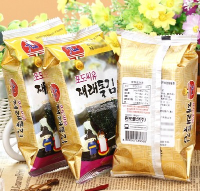 韩国进口健康零食品 九日低盐超脆葡萄籽海苔12g