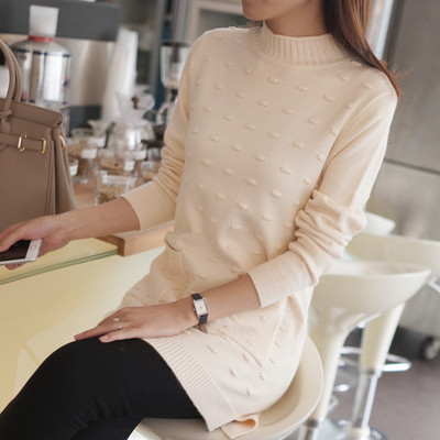 2015秋冬季新款半高领毛衣女士套头中长款加厚修身韩版打底针织衫