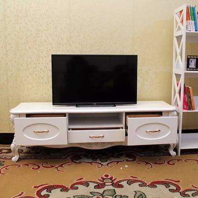 欧式电视柜现代简约小户型1米4白色松木抽屉客厅描金田园韩式个性