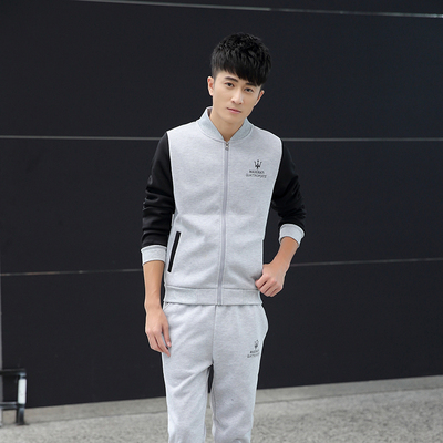 2015男士大码运动套装秋季韩版新款休闲卫衣跑步两件套修身外套潮