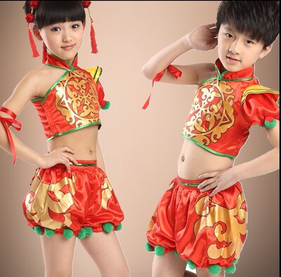儿童肚兜灯笼表演服中国风儿童演出服男女童民族舞蹈服装
