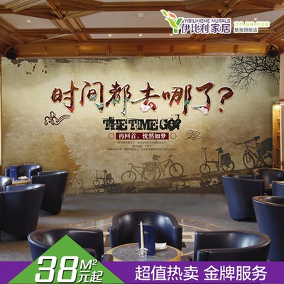 复古怀旧8090后年代墙纸致青春壁纸主题餐厅酒吧KTV立体大型壁画