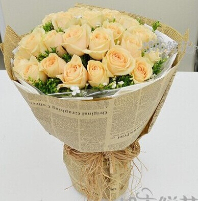 香槟玫瑰花束昆明杭州重庆兰州同城鲜花店速递送女朋友爱人生日