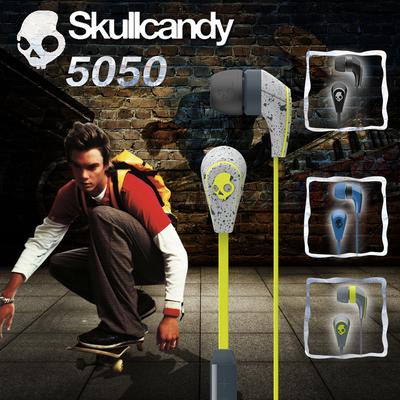 skullcandy 50/50 骷髅头入耳式耳机耳麦面条机 重低音带麦线控