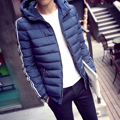 2015冬季韩国版爆款潮男士棉衣休闲运动棉服短款修身毛暖连帽外套