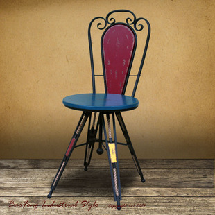 复古地中海式餐椅住宅家具简约餐桌实木椅子铁艺靠背椅吧台凳吧椅