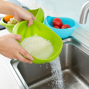 家用厨房洗米筛米盆 加厚洗米器 塑料沥水洗菜篮洗水果篮洗米篮