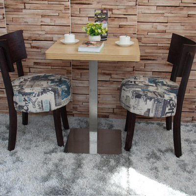 简约现代咖啡厅桌椅 西餐桌椅 甜品店奶茶店实木方桌布艺椅子组合