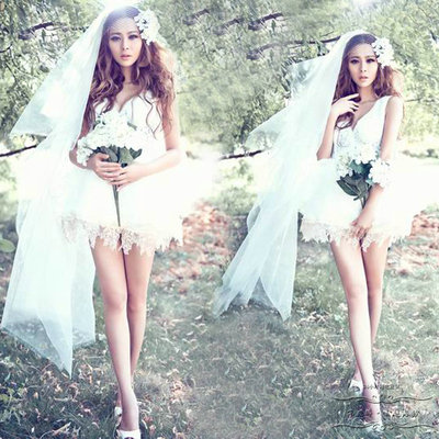 2016新款性感甜美蕾丝蓬蓬短裙个人艺术写真影楼主题服装婚纱摄影