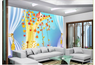 大型壁画电视背景墙纸壁纸卧室客厅无纺拓展空间窗帘3D高清树林