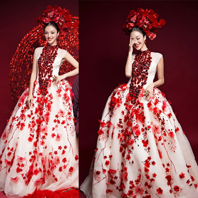 影楼主题韩版唯美写真婚纱 时尚红色情侣拍照婚纱 工作室摄影服装