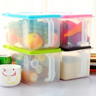 长方形透明冰箱收纳盒谷物盒米桶储物箱杂粮食物塑料箱保鲜盒包邮